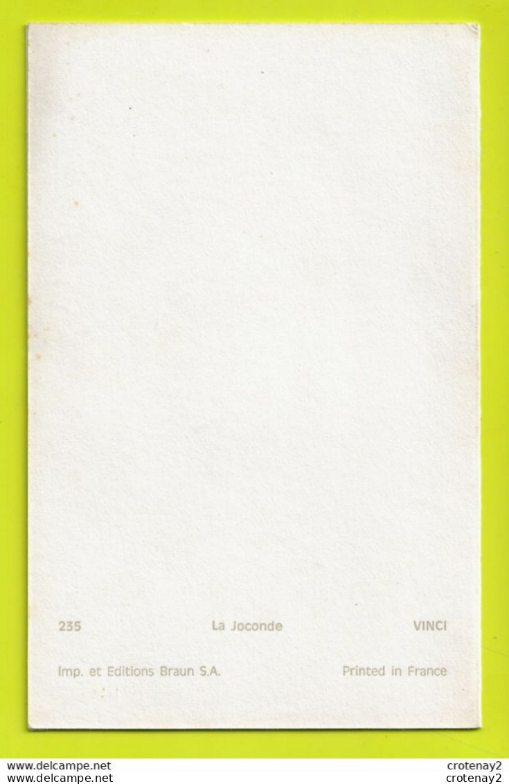 LA JOCONDE Tableau De LEONARD DE VINCI N°235 En Médaillon Sur Une Carte à 2 Volets VOIR DOS - Malerei & Gemälde