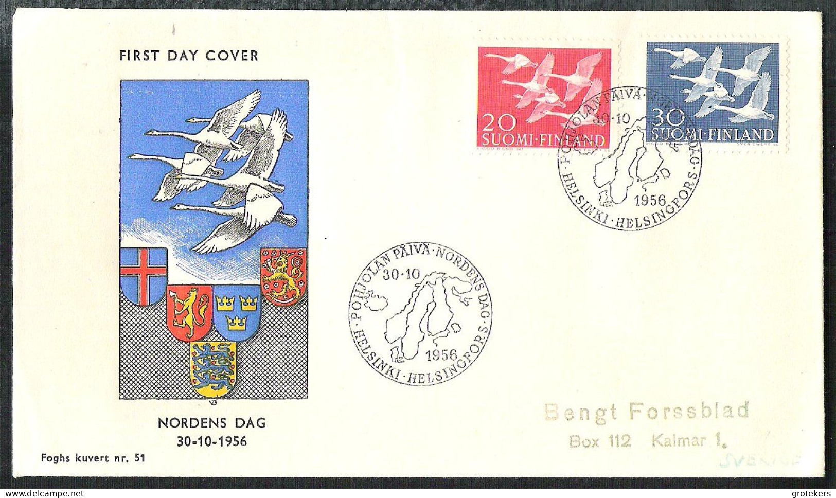 FINLAND Addressed FDC Nordens Dag 1956 With Yvert 445/446 - FDC