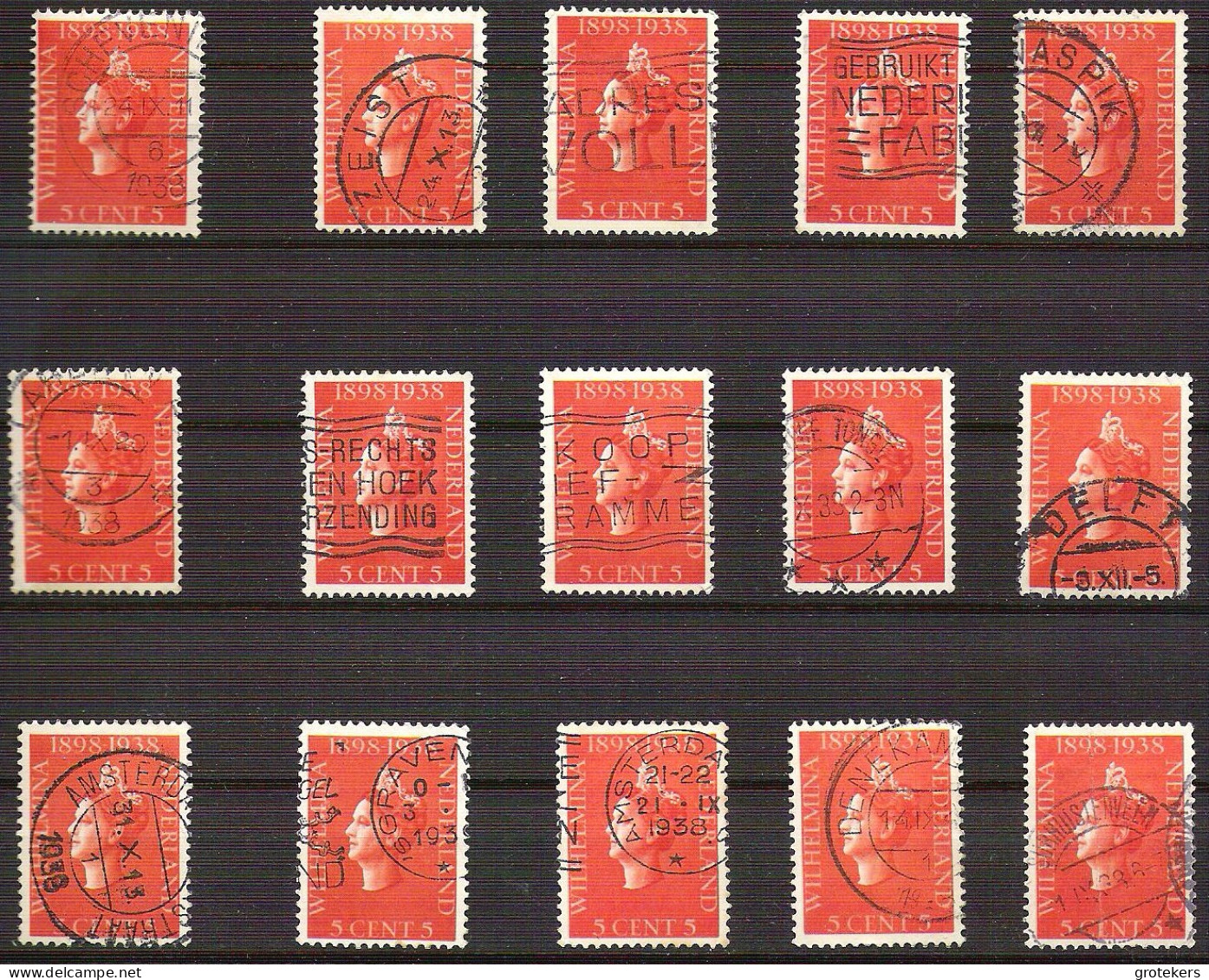 NEDERLAND NVPH 310/312 (15x) Gestempeld à < 5 % - Used Stamps