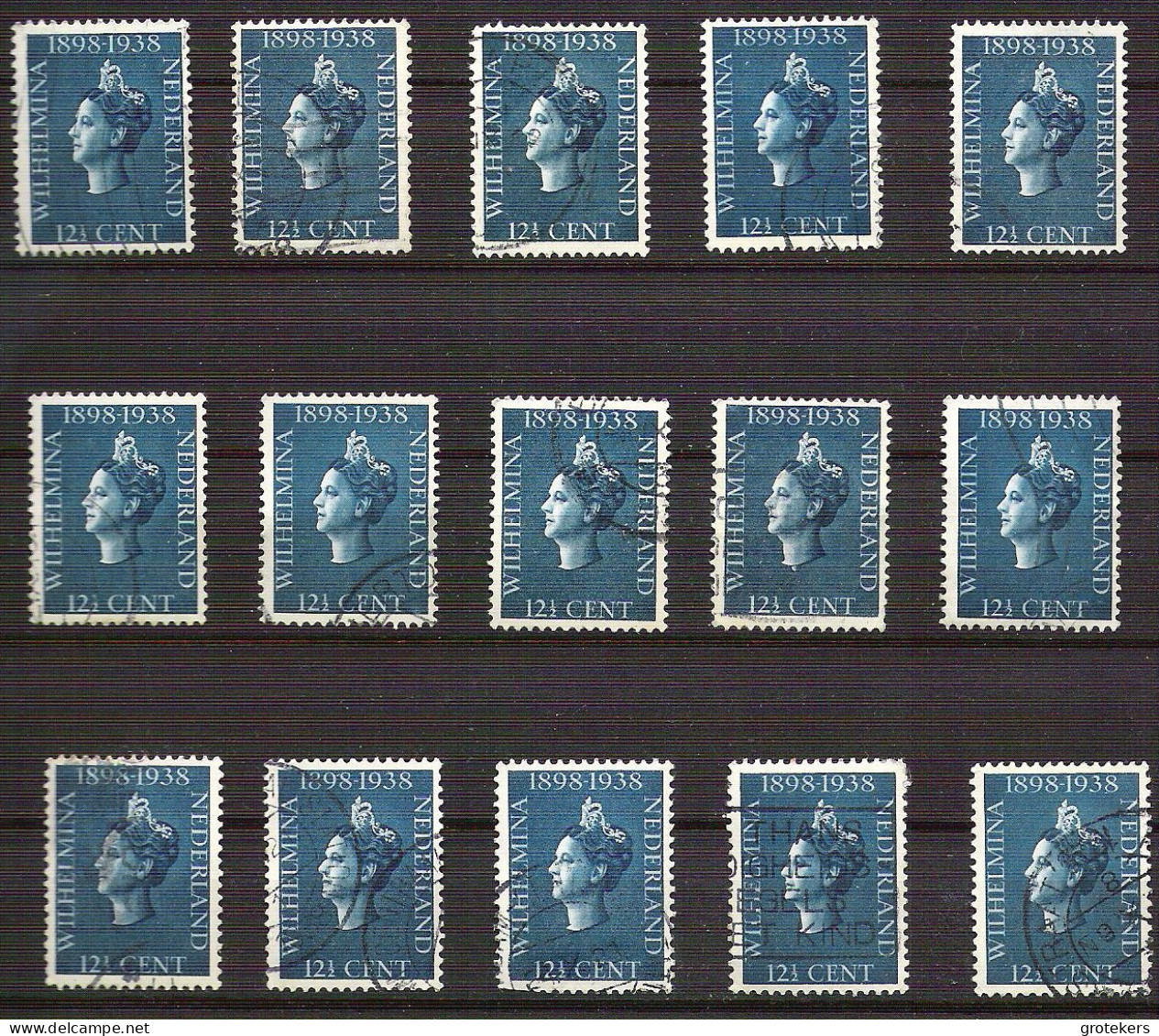 NEDERLAND NVPH 310/312 (15x) Gestempeld à < 5 % - Used Stamps