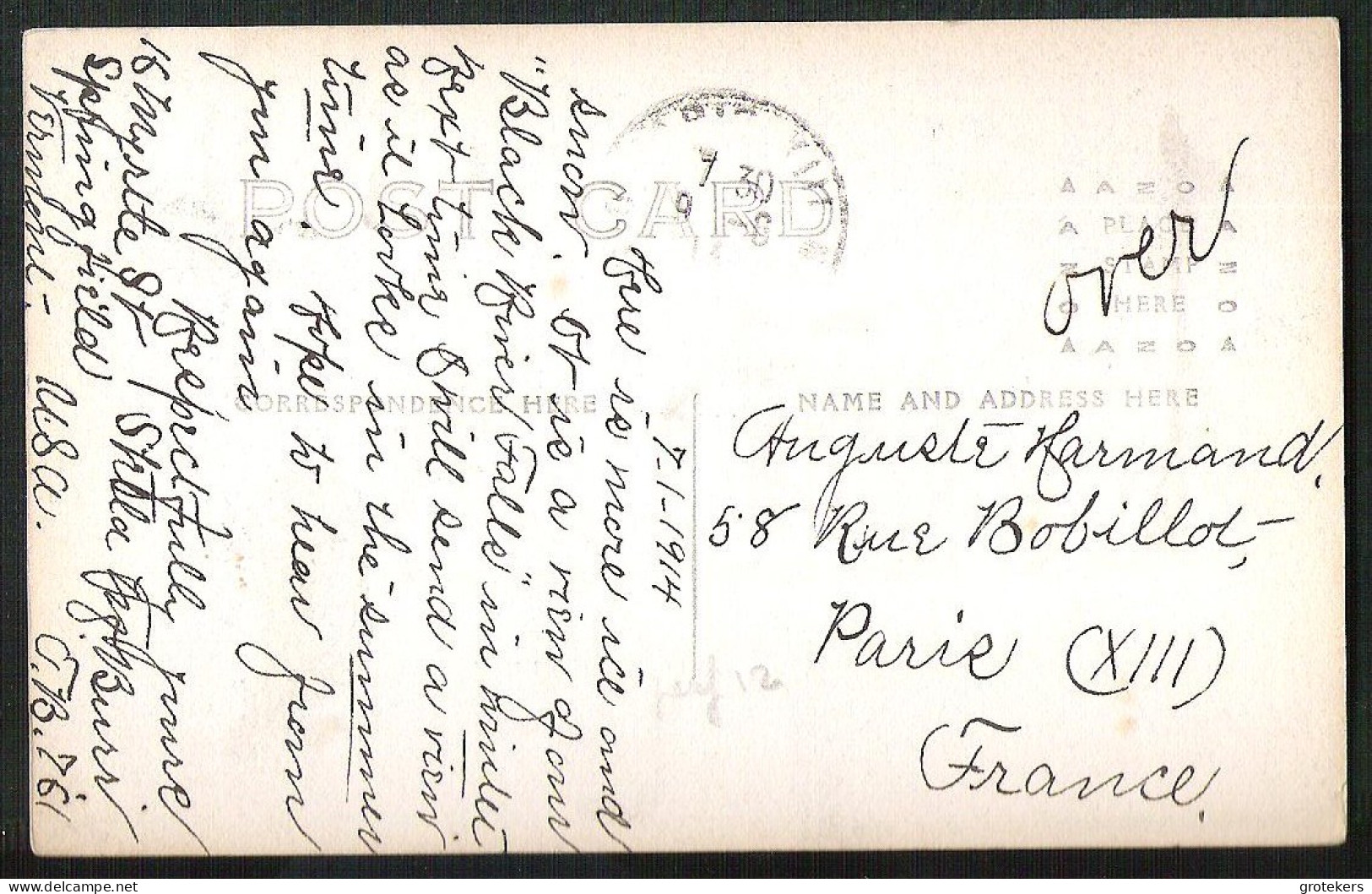 SPRINGFIELD Black River Falls In Winter Sent 1914 From SPRINGFIELD VT To Paris (France)  - Altri & Non Classificati