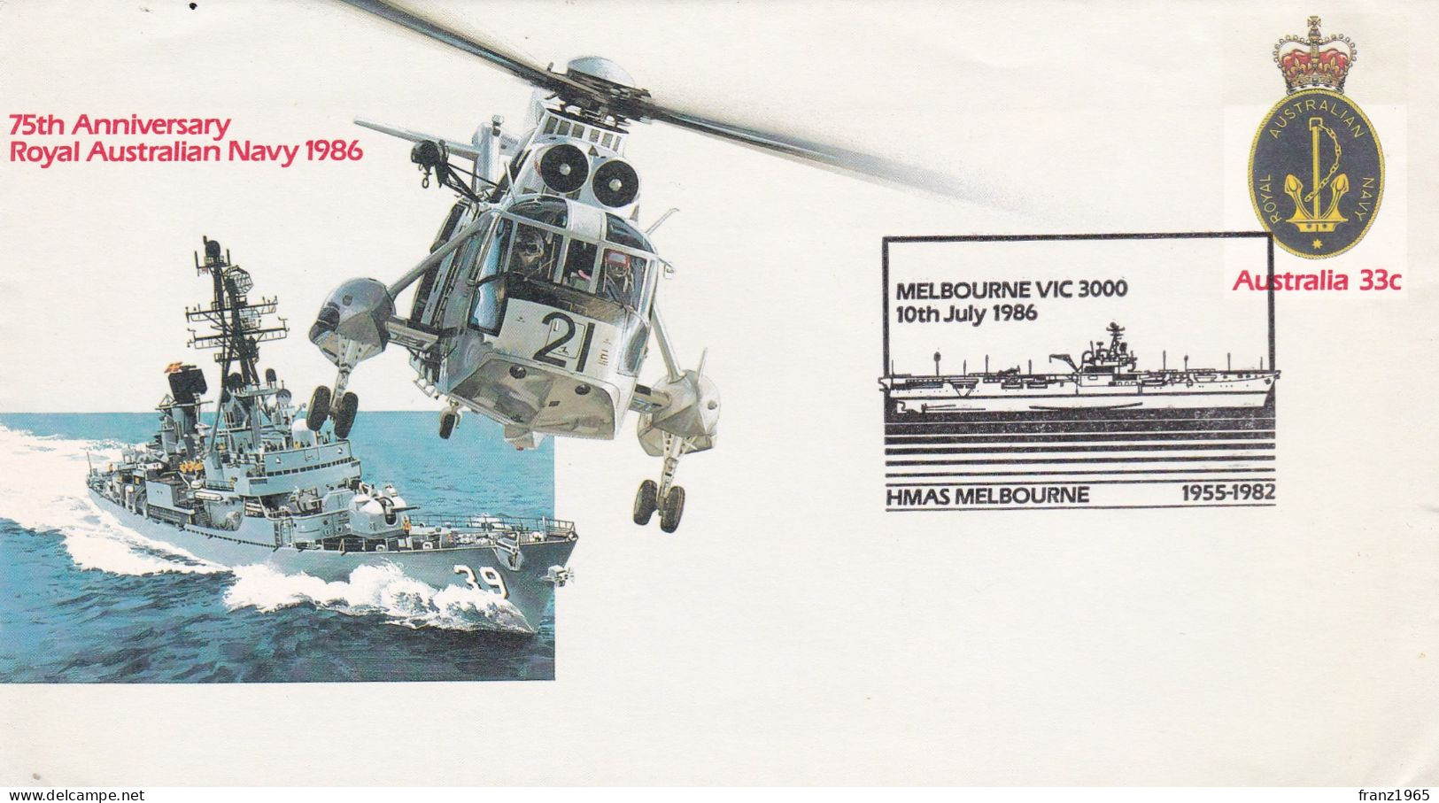75th Anniversary Royal Australian Navy 1986 - HMAS Melbourne - Militares