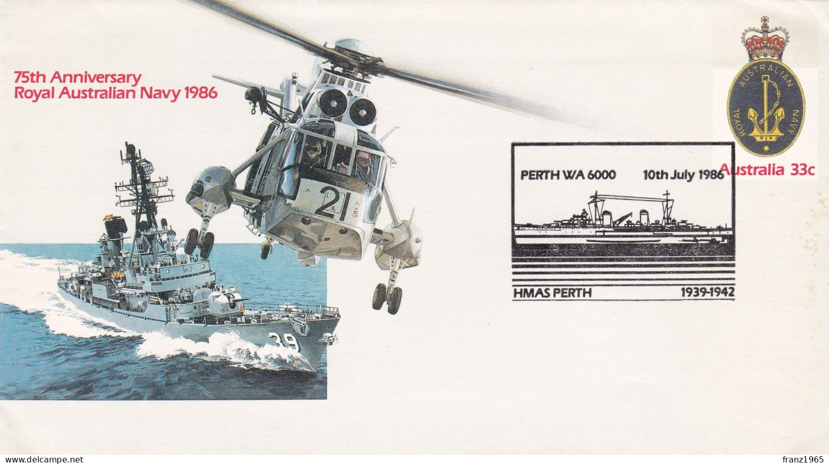 75th Anniversary Royal Australian Navy 1986 - HMAS Perth - Militares