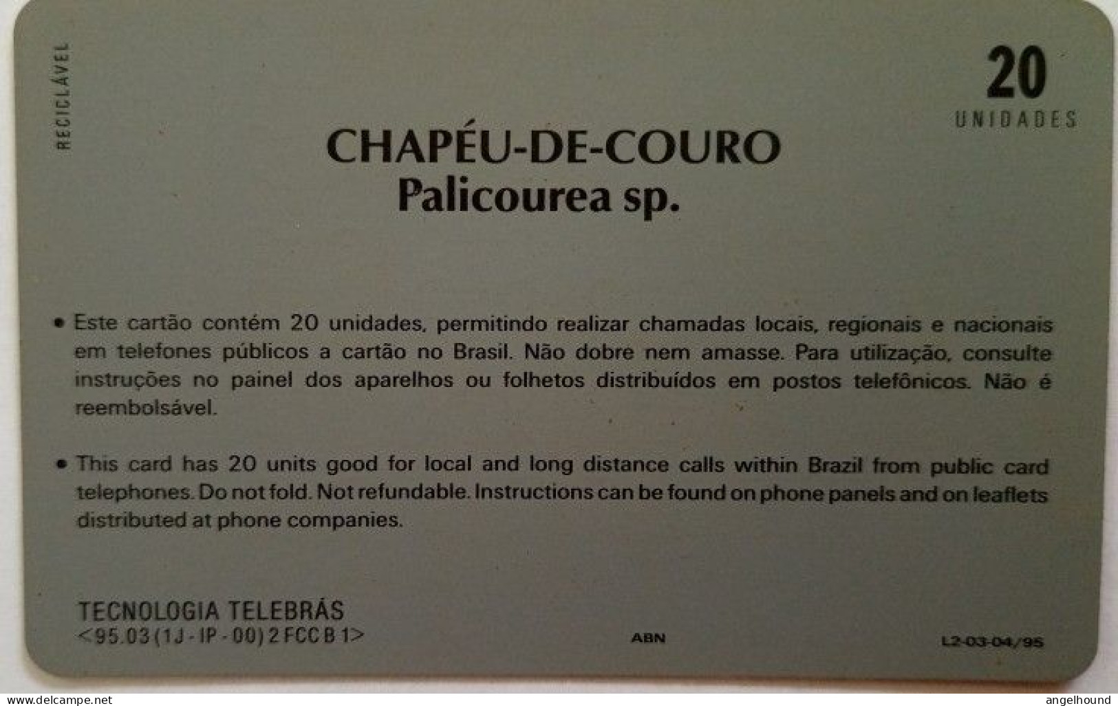 Brazil 20 Units - Chapeu-De-Cuoro Palicourea Sp. - Brasile