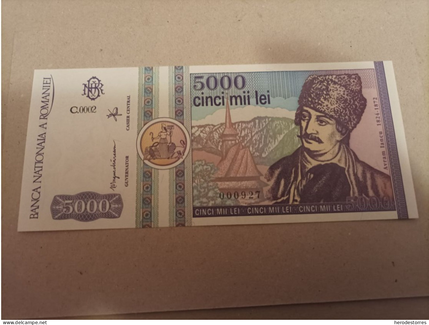 Billete De Rumania De 5000 Lei, Año 1992, Nº Bajisimo 000927, UNC - Roumanie