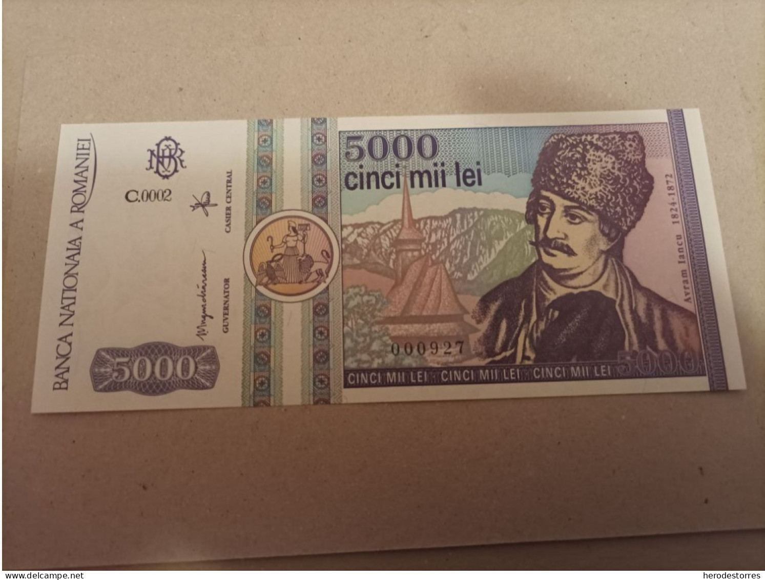 Billete De Rumania De 5000 Lei, Año 1992, Nº Bajisimo 000927, UNC - Romania