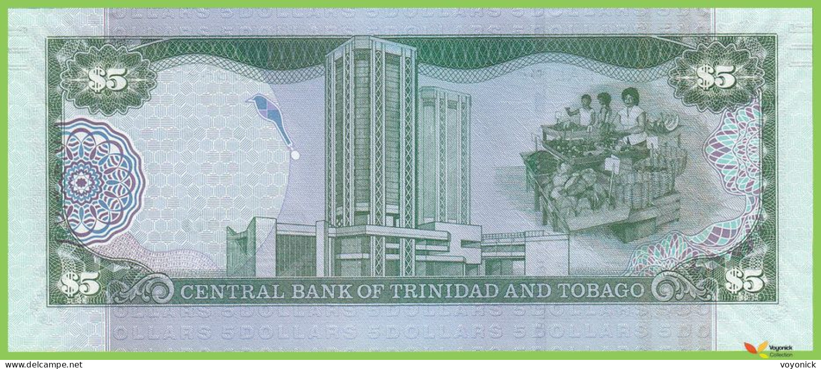Voyo TRINIDAD & TOBAGO 5 Dollars 2006(2017) P47cr B229bz ZZ UNC Replacement - Trinidad Y Tobago