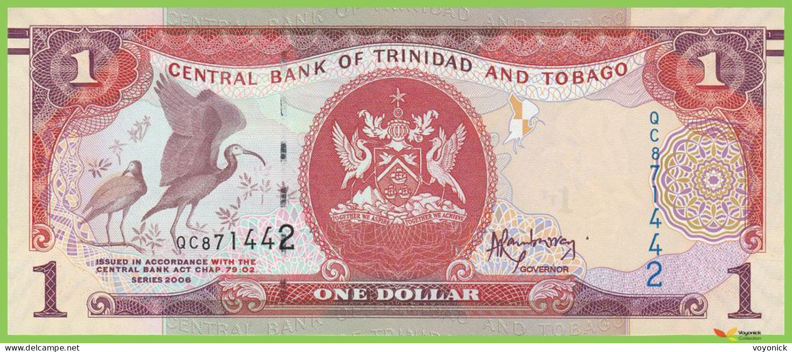 Voyo TRINIDAD & TOBAGO 1 Dollar 2006(2013) P46A(1) B228a QC UNC - Trindad & Tobago