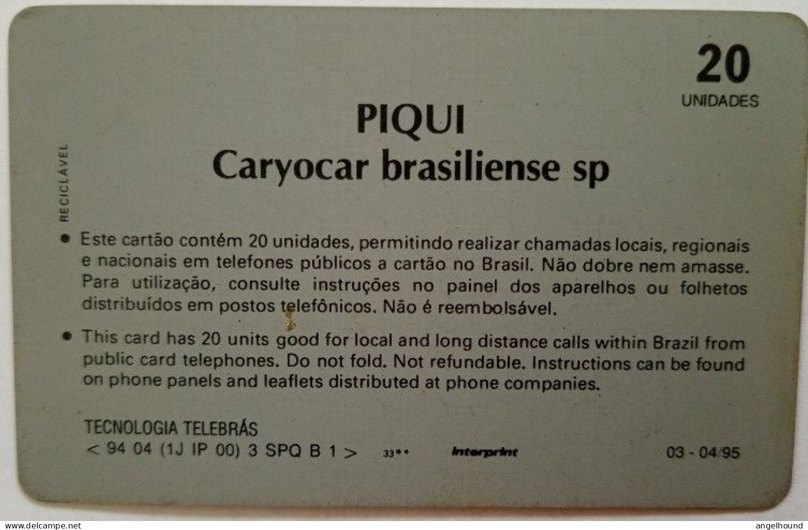 Brazil 20 Units - Piqui Caryocar Brasiliense Sp. - Brazilië