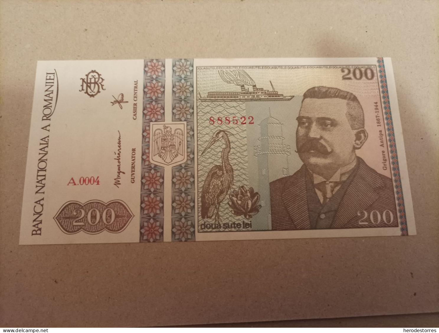 Billete Rumania, 200 Lei, Nº Bajisismo A0004, Año 1992, UNC - Romania