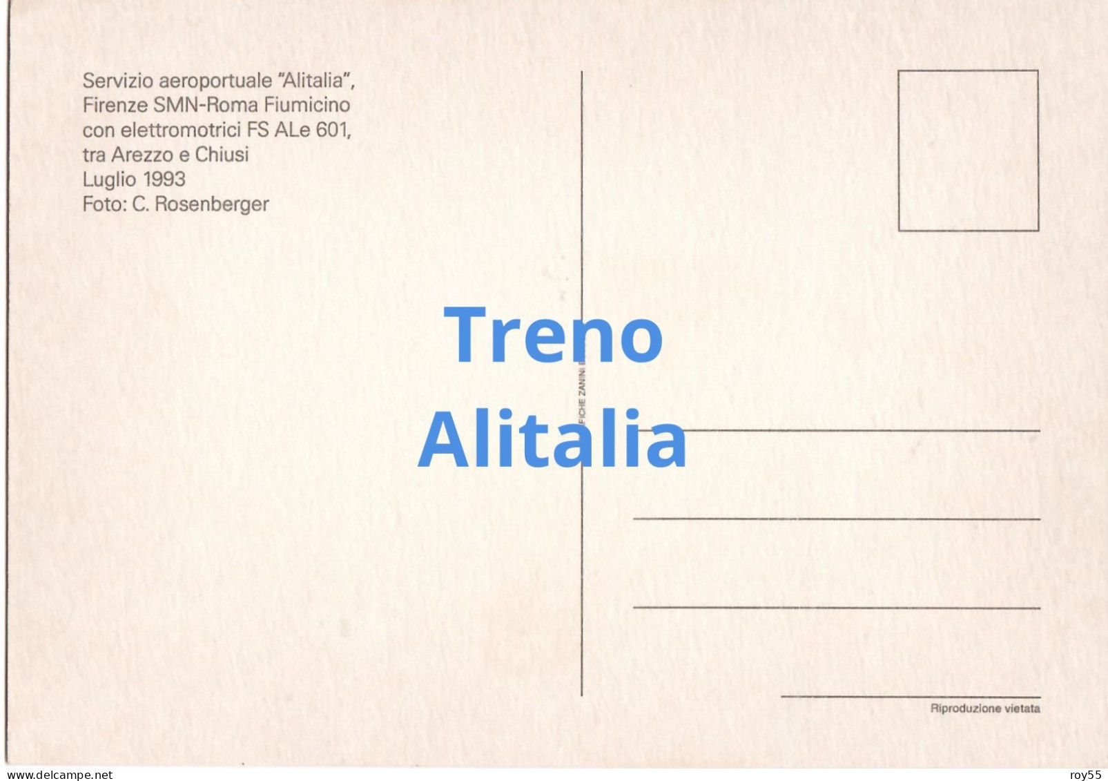 Toscana Siena Chiusi Treno Servizio Aeroportuale Alitalia Firenze S.m.n. Roma Fiumicino In Transito Nel 1993 (v.retro) - Eisenbahnen