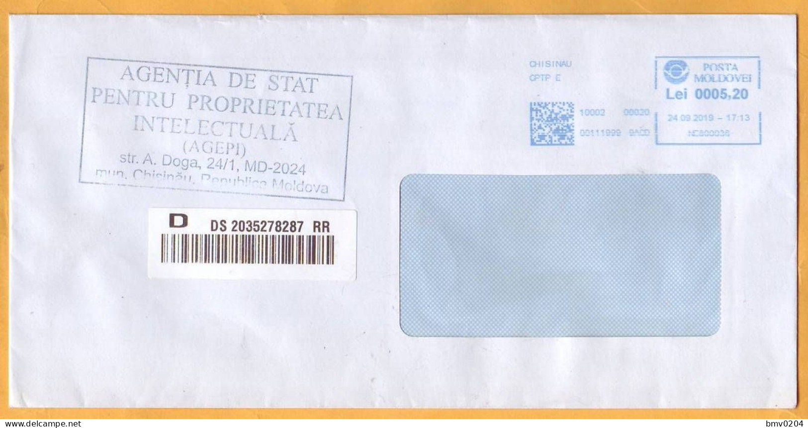 2019 Moldova Moldavie Moldau  ATM  Service Franking. Machine Stamps. Posta Moldovei Cover - Automaatzegels [ATM]