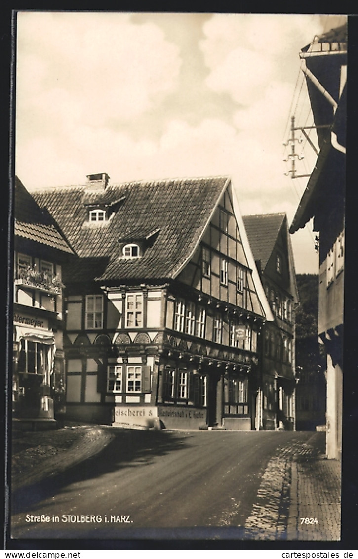 AK Stolberg / Harz, Strassenpartie Mit Gasthaus E. Kupfer  - Stolberg (Harz)