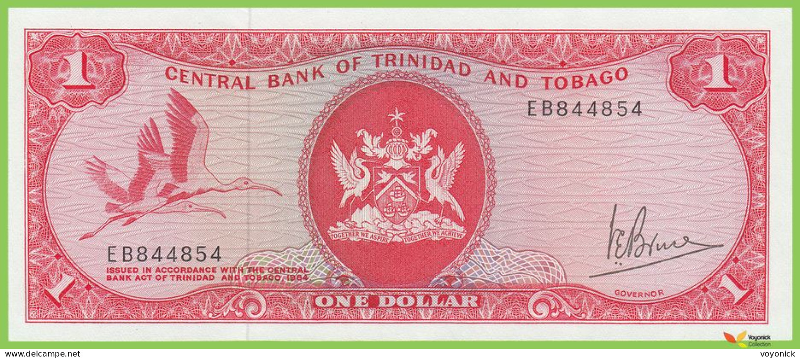 Voyo TRINIDAD & TOBAGO 1 Dollar L1964(1977) P30a B205a EB 844854  UNC - Trindad & Tobago