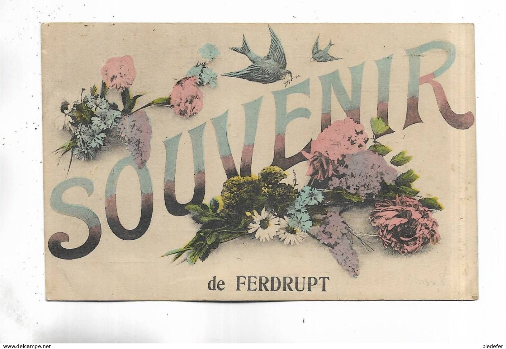 88 - Souvenir  De FERDRUPT - Hirondelles  + Fleurs - Autres & Non Classés