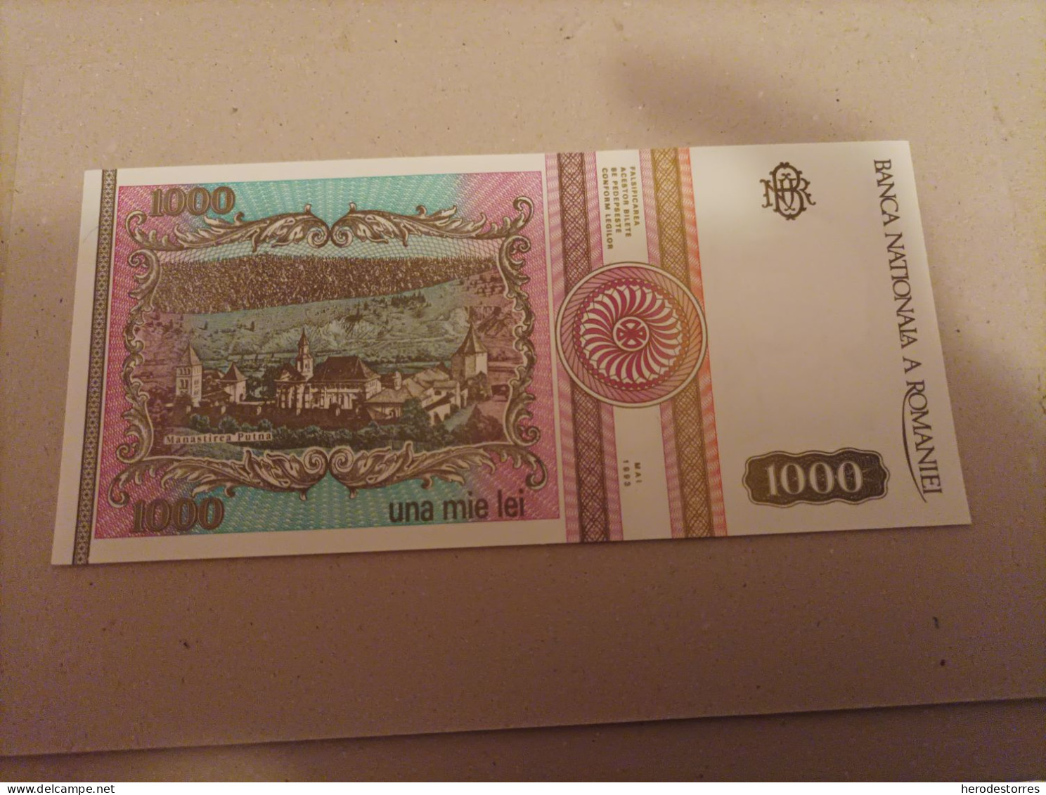 Billete Rumania 1000 Lei, Año 1993, Nº Bajisimo 0032, UNC - Romania