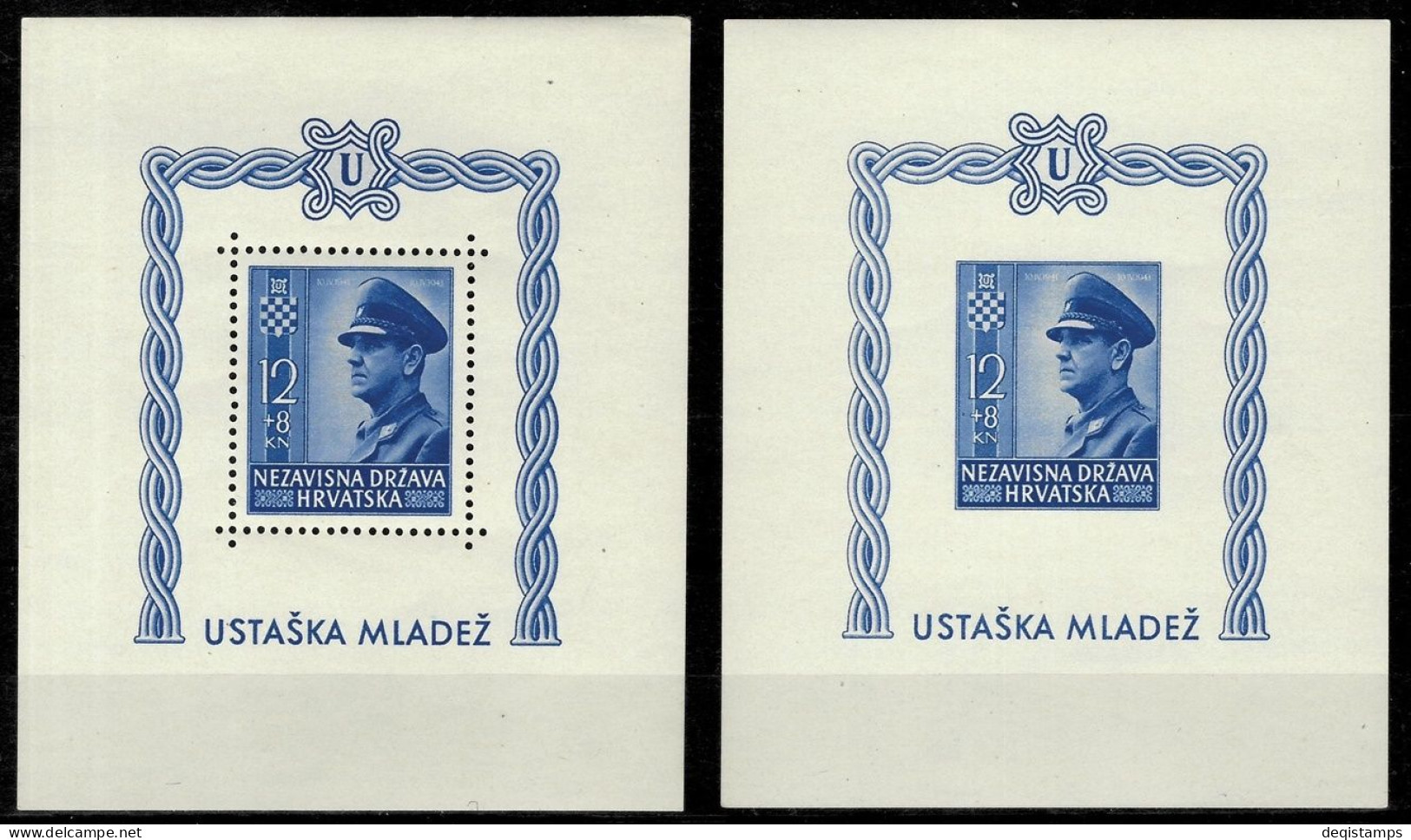 WWII Croatia NDH 1943 National Youth Society Ante Pavelić Blocks  MNH** - Kroatien