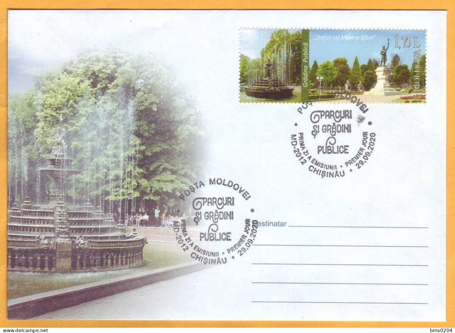 2020  Moldova Moldavie FDC Public Parks And Gardens Chisinau  Stefan Cel Mare, Pushkin, Monument - Moldavia