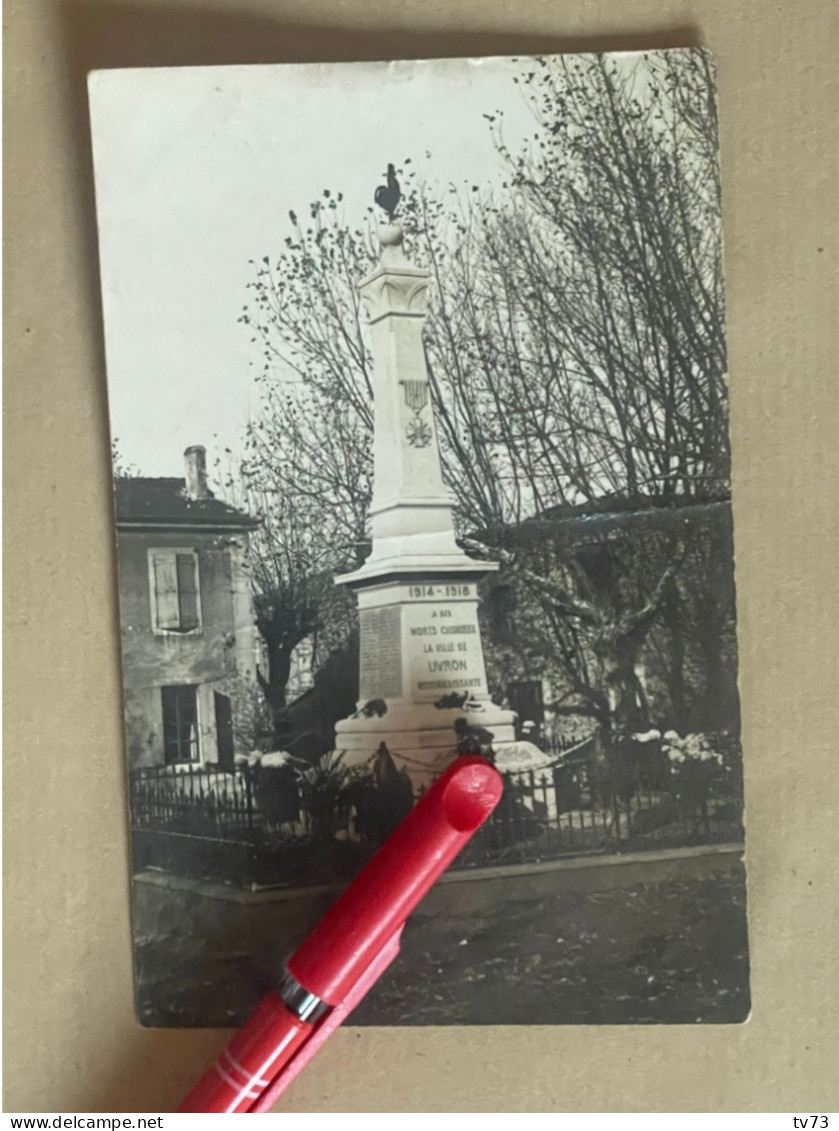 V050 - Rare Carte Photo LIVRON Monument Aux Morts - Carte Pliée En 2 - Photographe MORAND - Drome - Livron