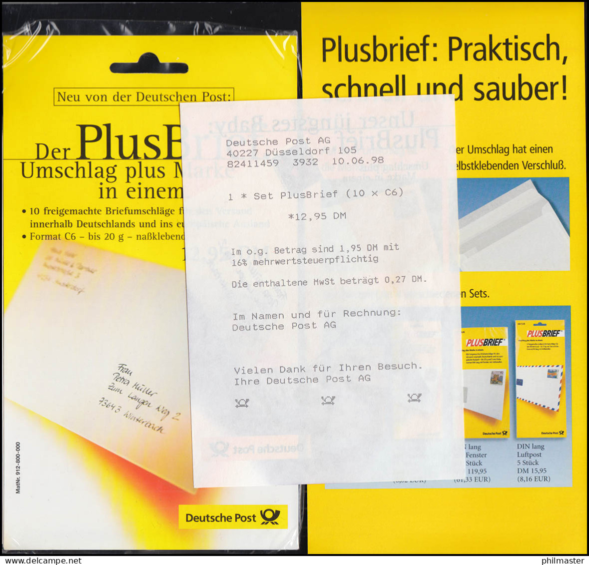 Packung Mit 10 Stück USo 1 Bad Frankenhausen Mit ET-Quittung Düsseldorf 10.6.98 - Enveloppes - Neuves