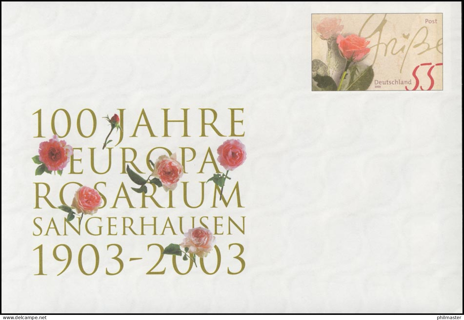 USo 60 Europa-Rosarium Sangerhausen 2003 Und Rosengrüße, ** - Enveloppes - Neuves