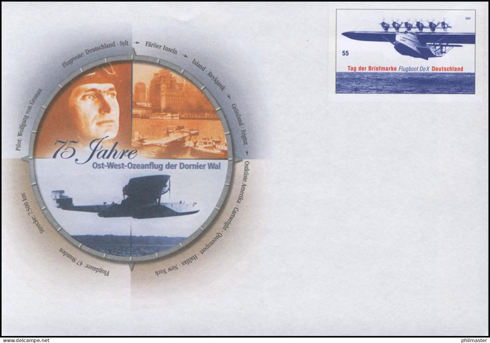 USo 100 Ost-West-Ozeanflug Flugboot Dornier Wal 2005, ** - Enveloppes - Neuves