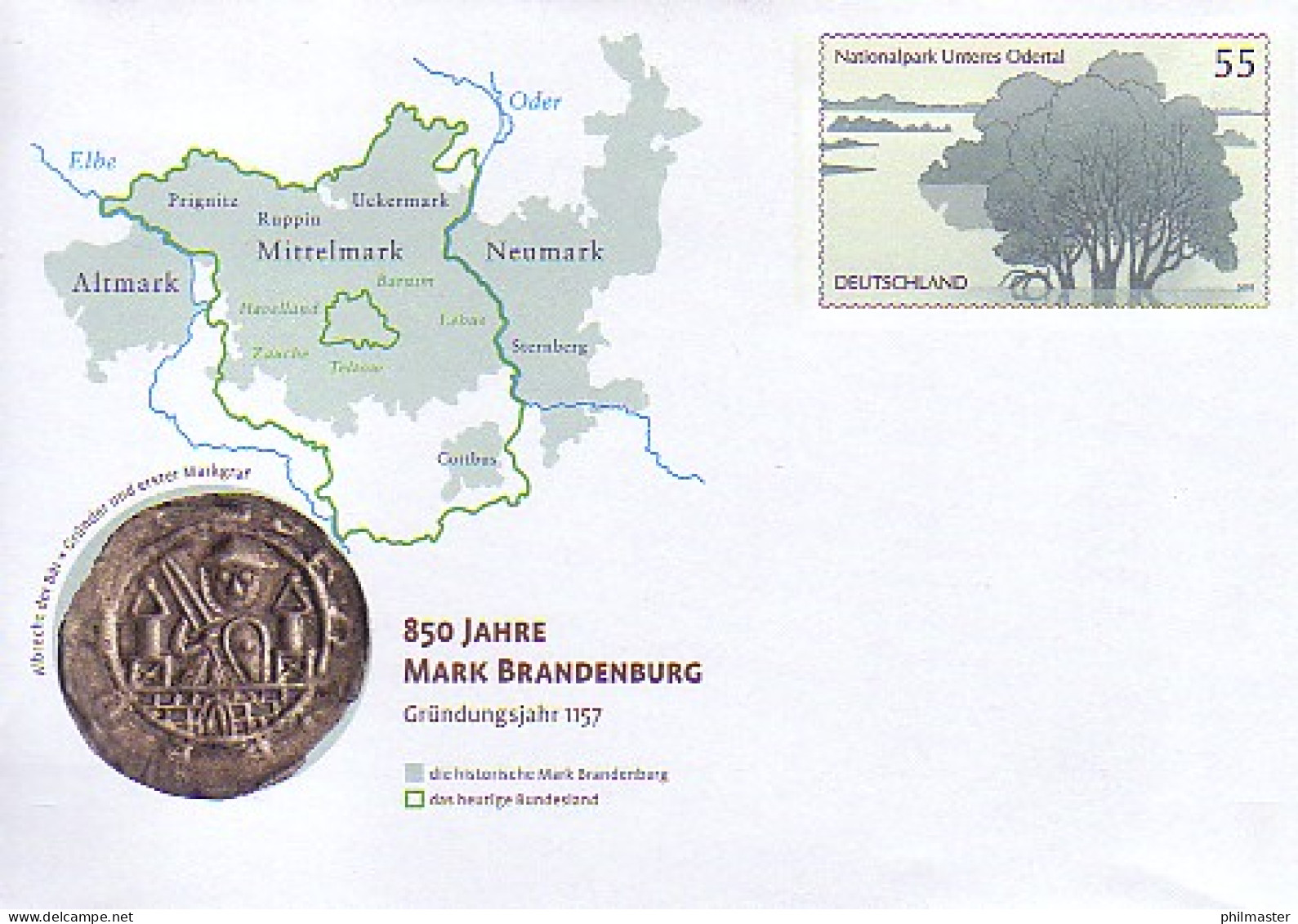 USo 135 Jubiläum 800 Jahre Mark Brandenburg - Nationalpark 2007, ** - Enveloppes - Neuves