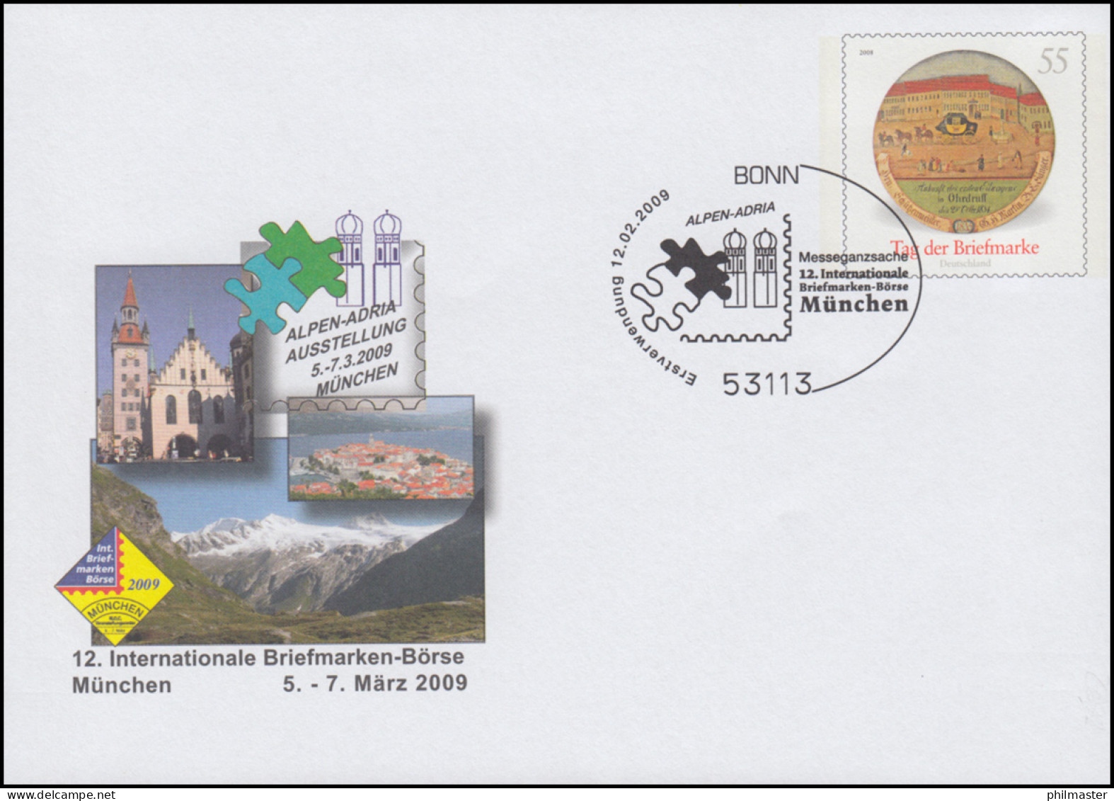 USo 175 Börse München - Tag Der Briefmarke 2009, VS-O Bonn - Briefomslagen - Ongebruikt