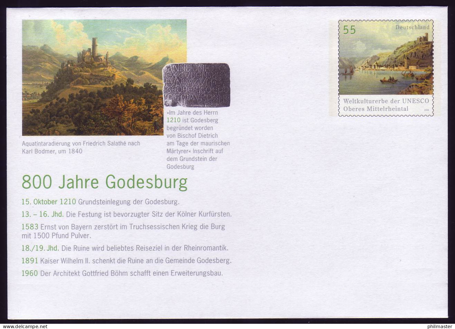 USo 211 800 Jahre Godesburg 2010, Postfrisch - Enveloppes - Neuves