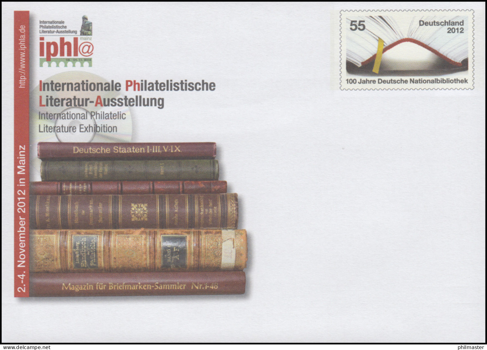 USo 278 Philatelistische Literatur-Ausstellung IPHLA Mainz 2012, ** - Briefomslagen - Ongebruikt