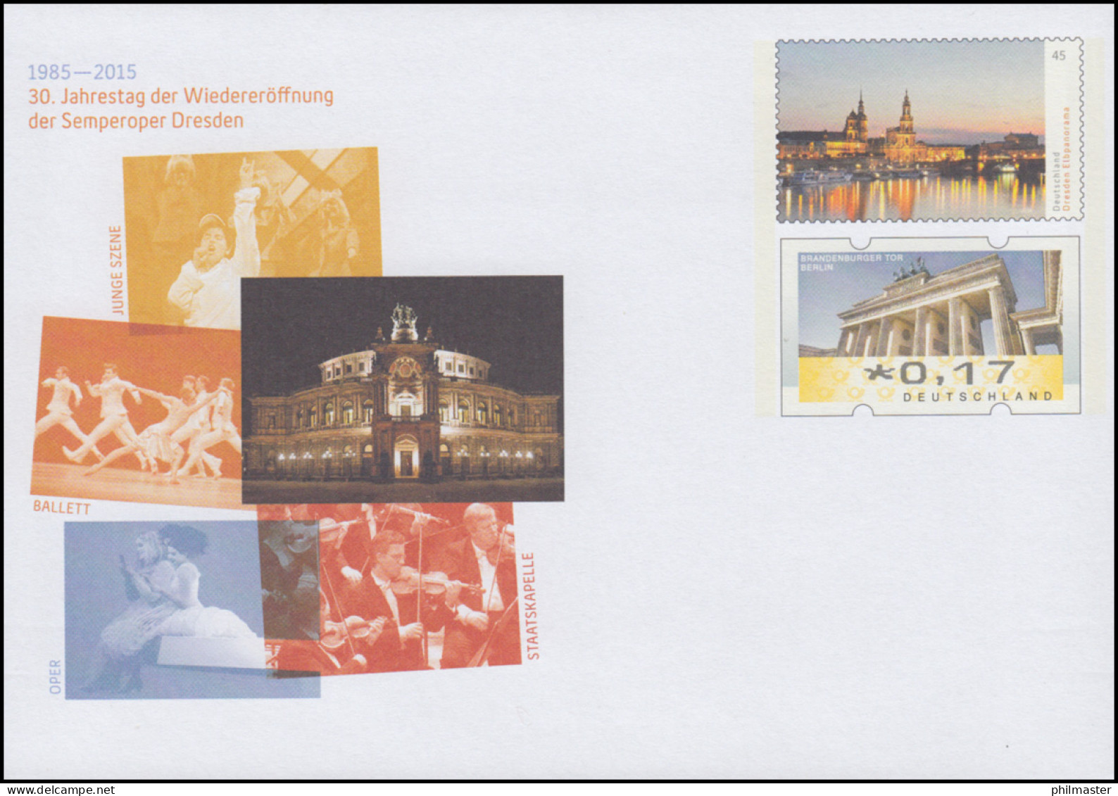 USo 349 Wiedereröffnung Der Dresdner Semperoper 2015, ** - Enveloppes - Neuves