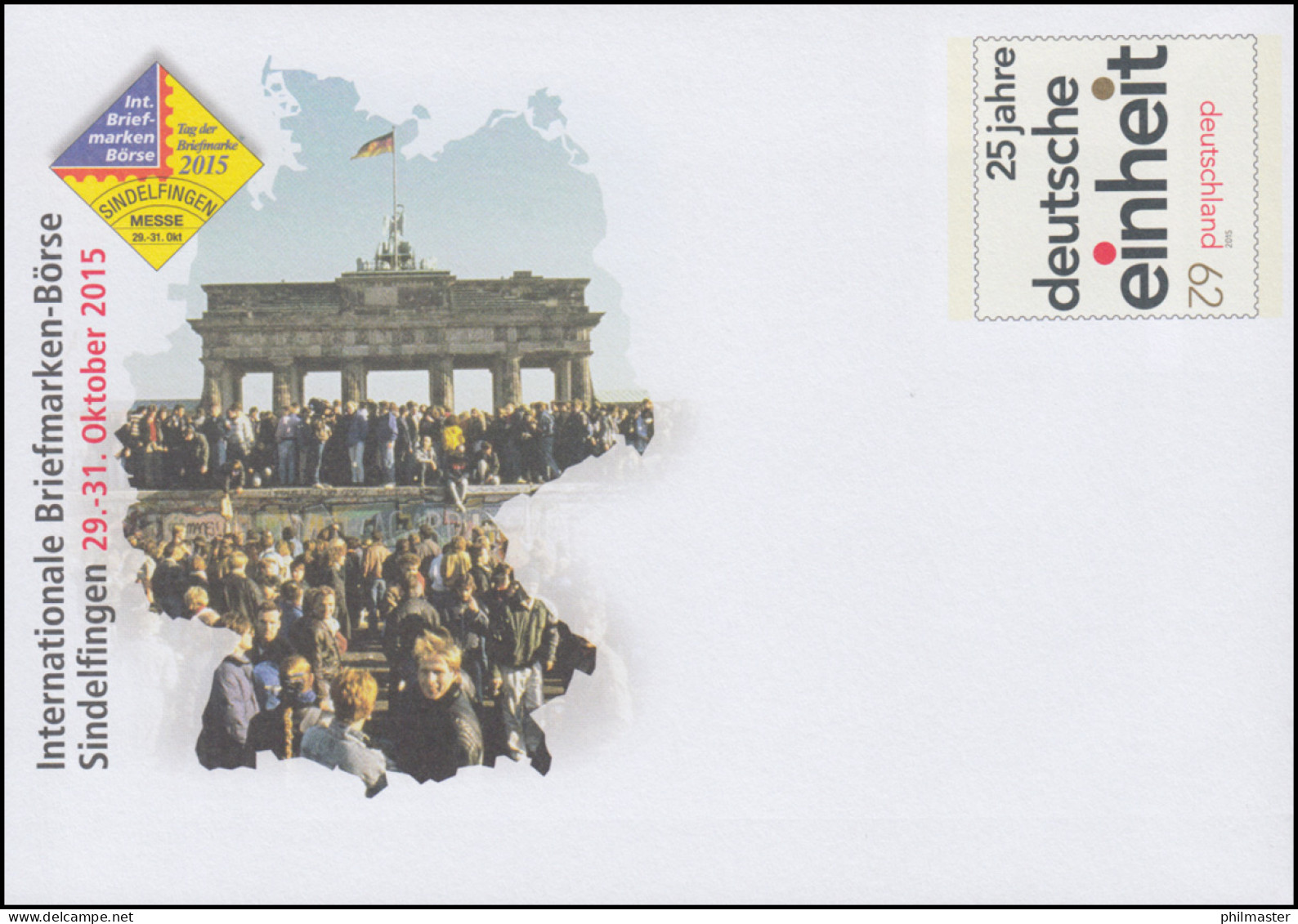 USo 376 Briefmarken-Börse Sindelfingen - Deutsche Einheit 2015, ** - Briefomslagen - Ongebruikt