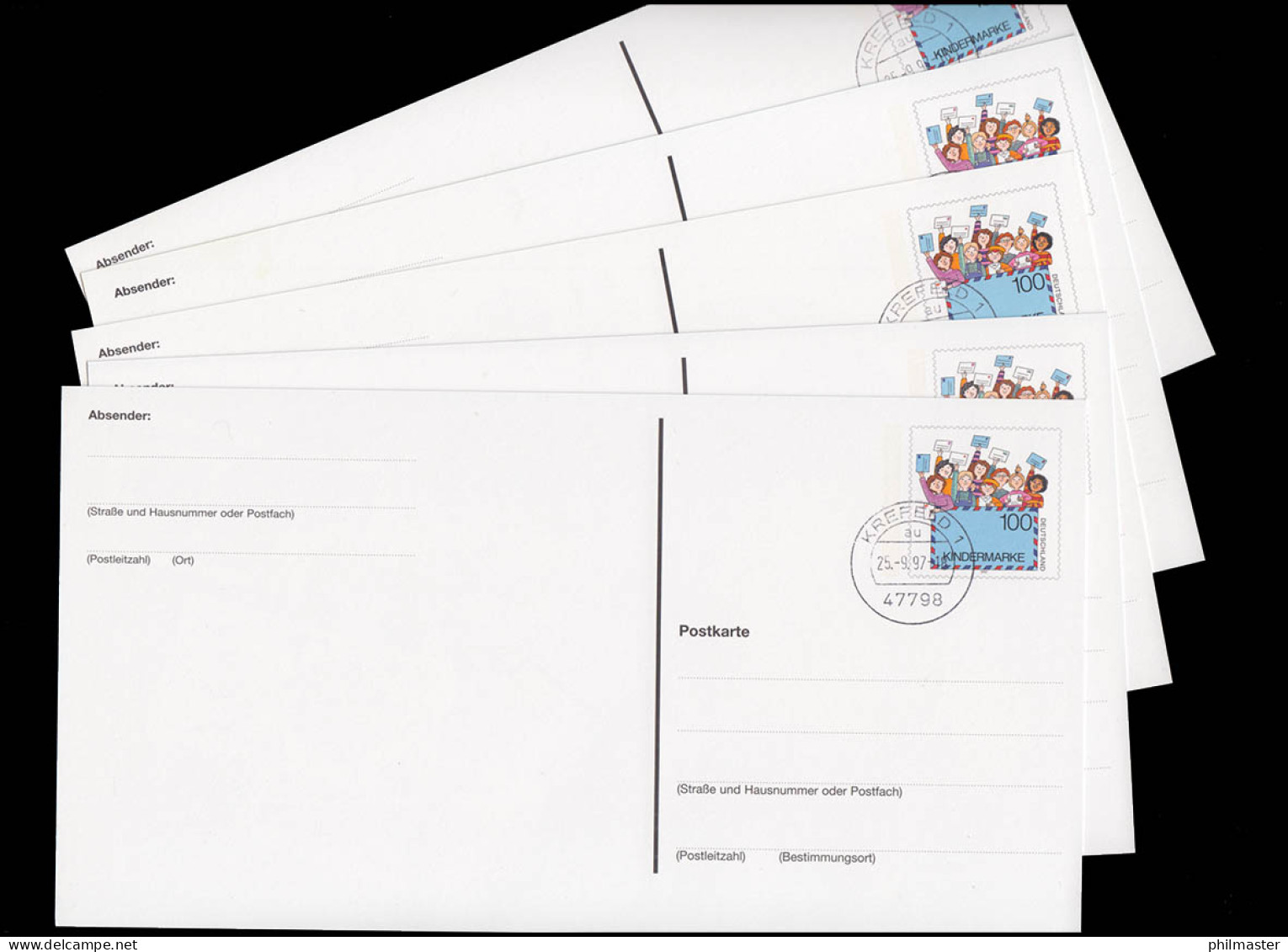 PSo 48/01-05 Kinderpostkarten-Set 1. Auflage Tagestempel KREFELD 25.9.1997 - Cartoline - Nuovi