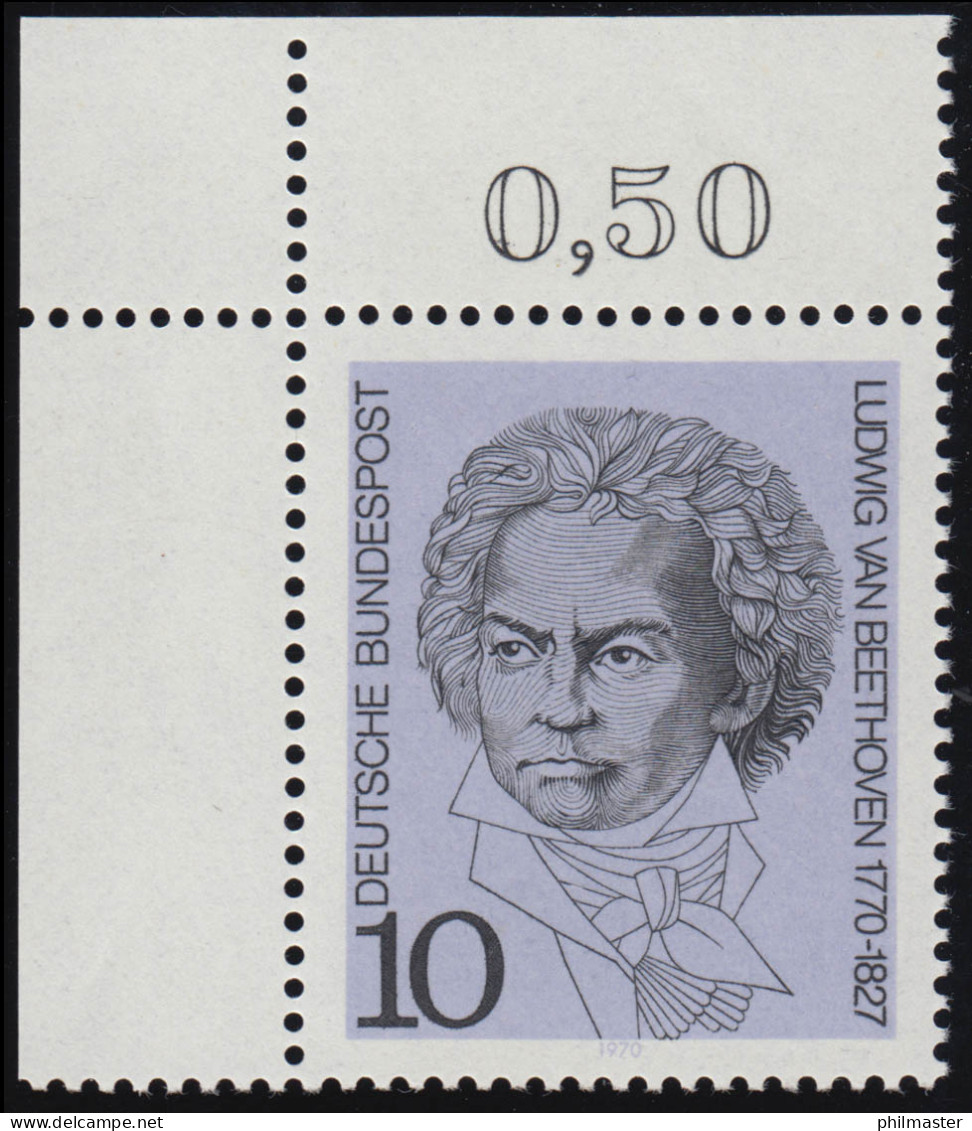 616 Beethoven 10 Pf ** Ecke O.l. - Ungebraucht