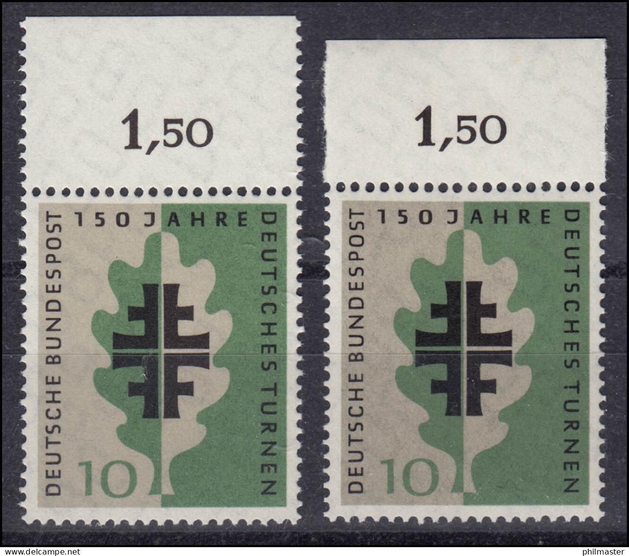 292 Turnbewegung, OR-Set Durchgezähnt / Nicht Durchgezähnt, Paar ** Ungefaltet - Unused Stamps