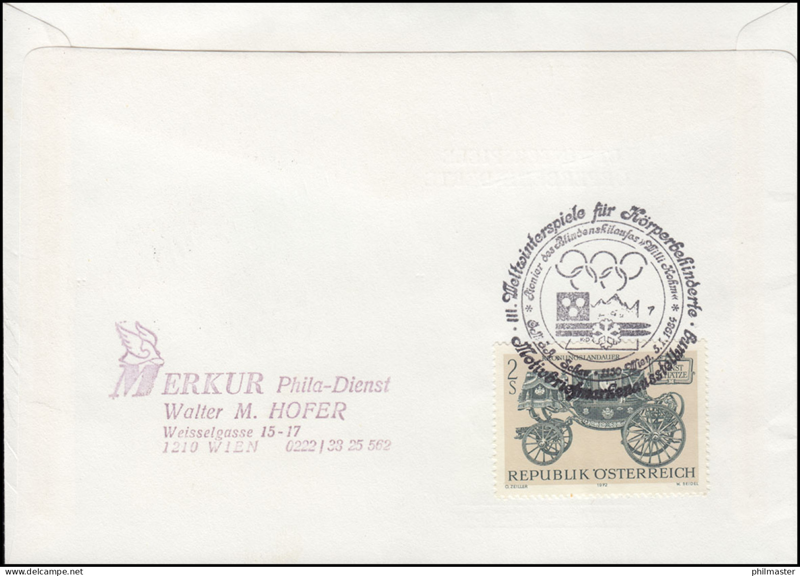 Österreich 1765 Weltwinterspiele Für Körperbehinderte Schmuck-R-FDC WIEN 1984 - Invierno