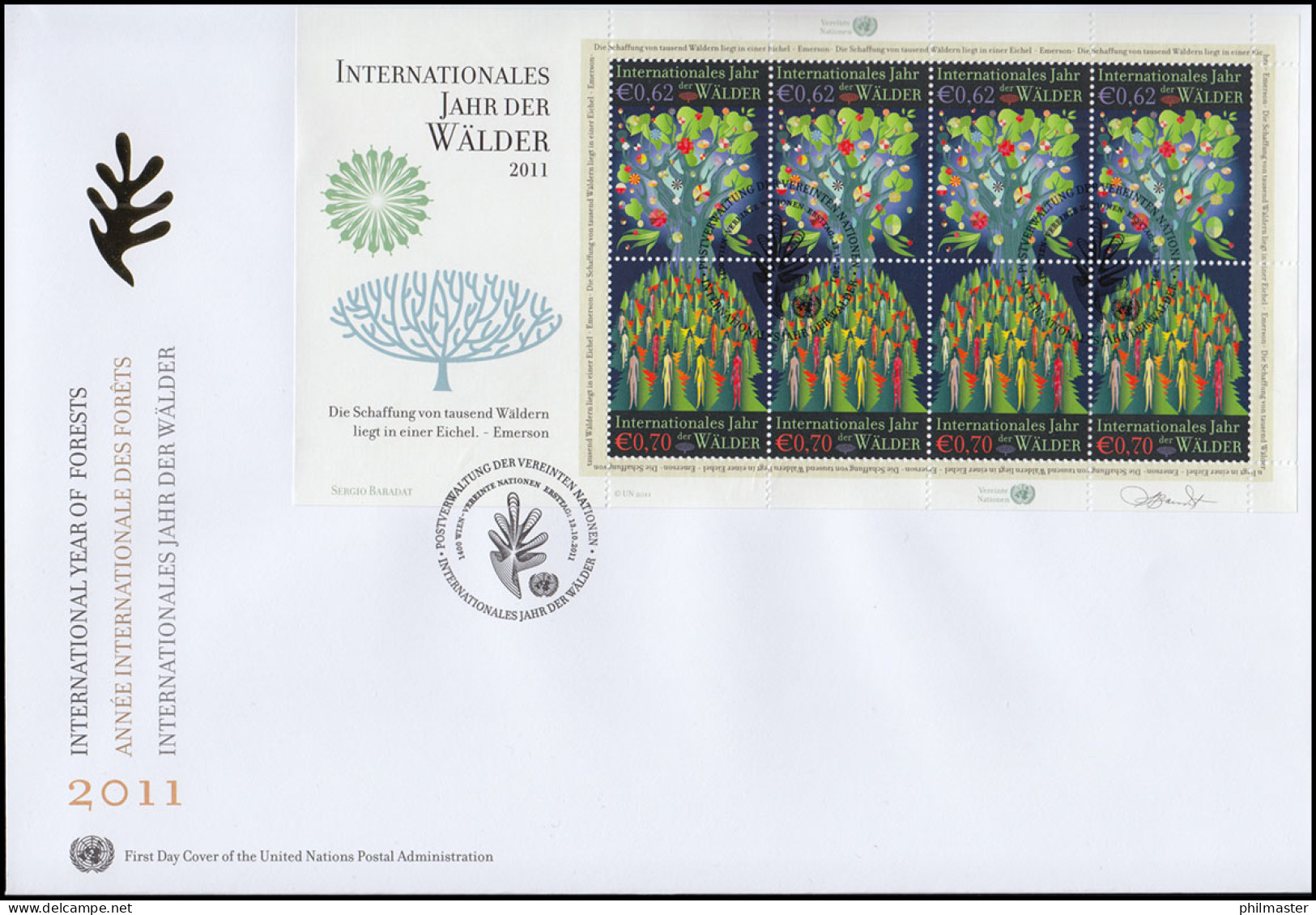 UNO Wien 736-737 Jahr Des Waldes - Kleinbogen Auf Schmuck-FDC WIEN 2011 - Arbres