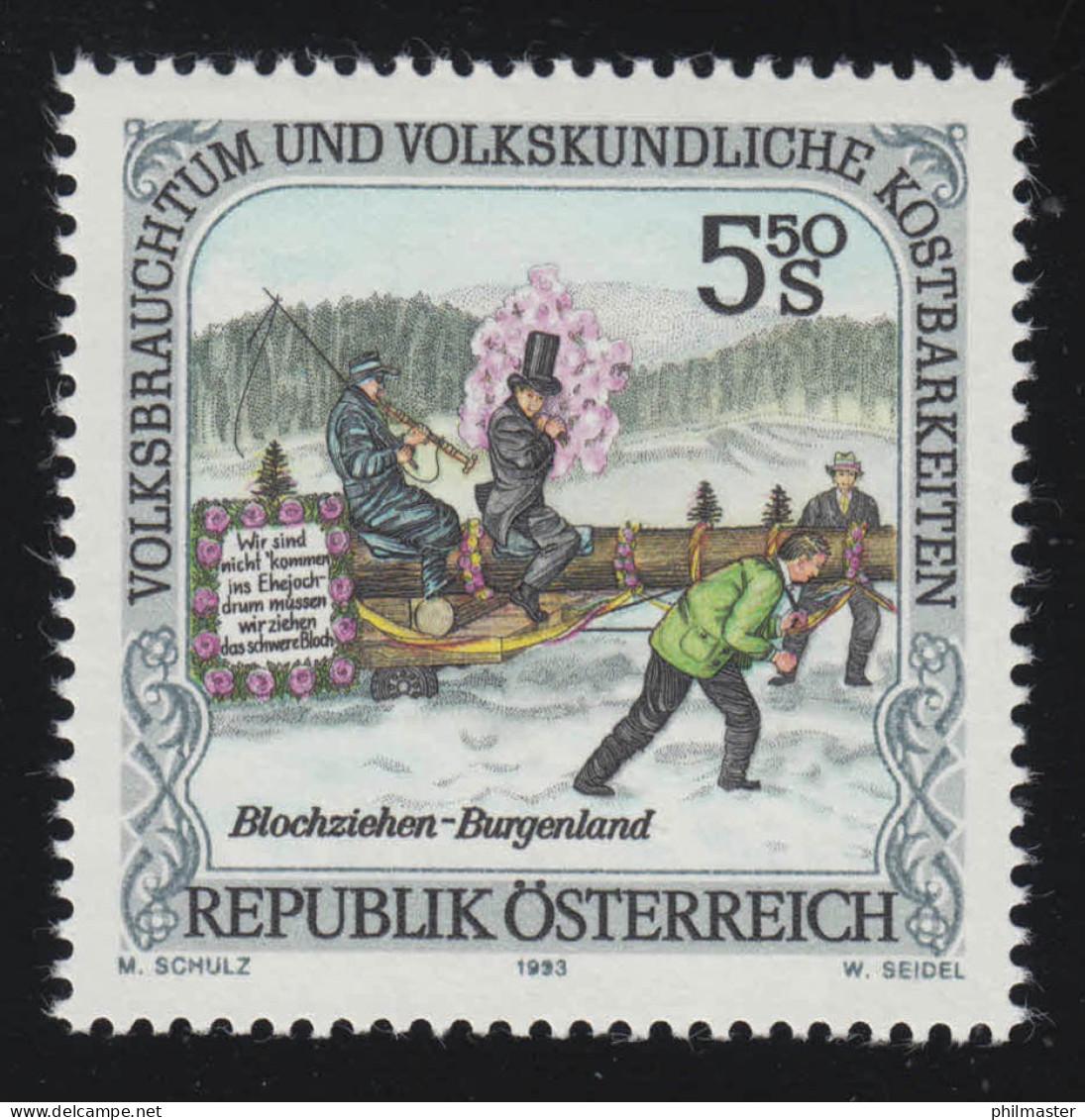 2101 Volksbrauchtum & Kostbarkeiten, Blochziehen, Burgenland, 5.50 S, ** - Unused Stamps