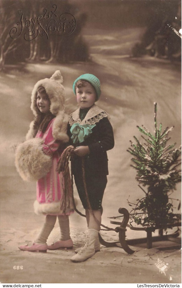 FETES - VOEUX - Noël - Heureux Noël - Deux Enfants - Petit Garçon - Petite Fille - Sapin - Carte Postale Ancienne - Sonstige & Ohne Zuordnung