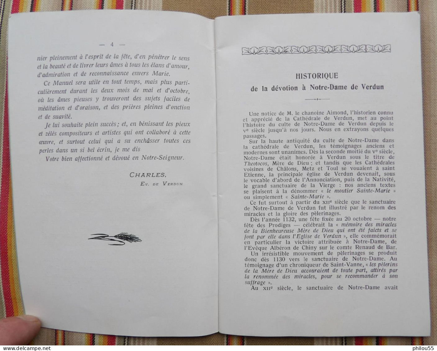 55 VERDUN 1933 Manuel De Devotion A NOTRE DAME + Fete Du Couronnement 1946 + Image Religieuse - Lorraine - Vosges