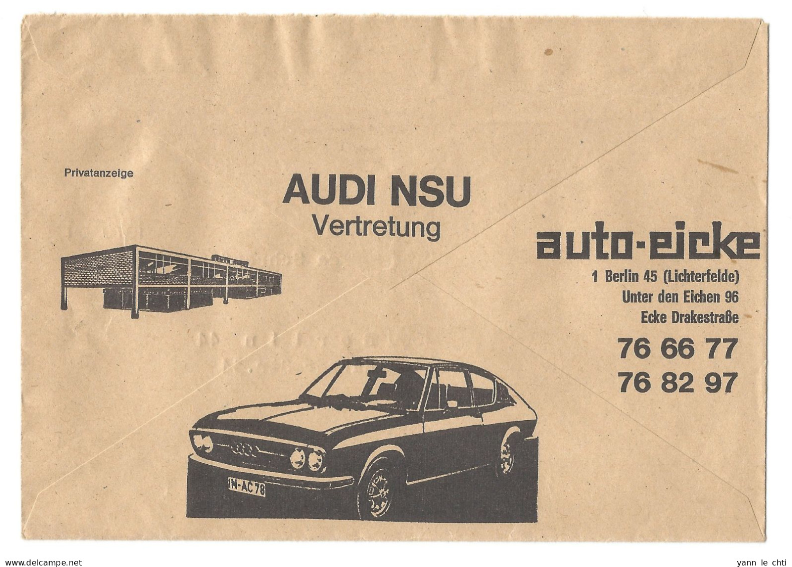 Postsache 1971  Berlin West PSchA Postsache Freistempel Publicite  Audi   NSU - Brieven En Documenten