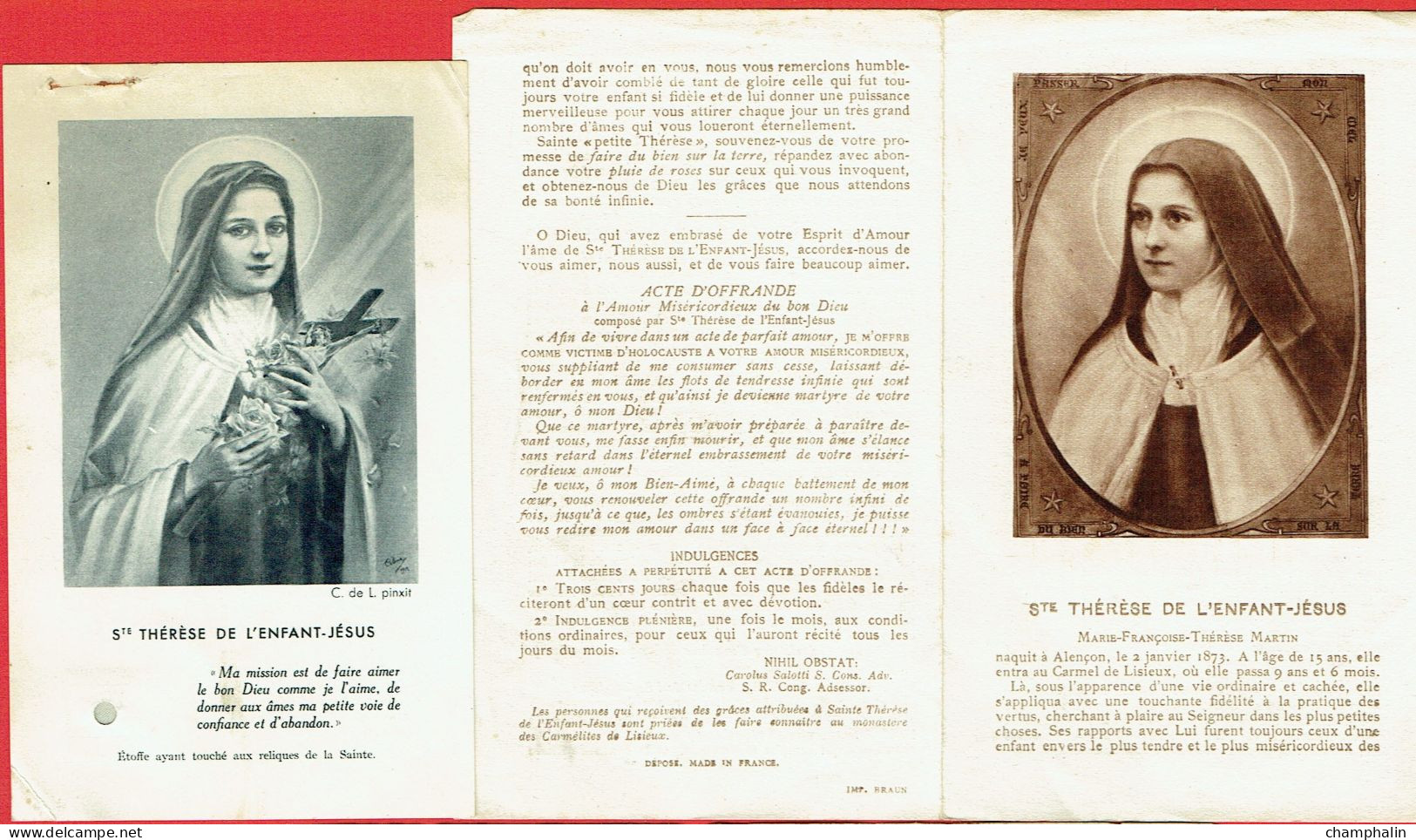 Lot De 4 Images Pieuses - Sainte-Thérèse De L'Enfant-Jésus Dont 1 Sous Cadre & 1 Orphelins Apprentis D'Auteuil - Religion &  Esoterik