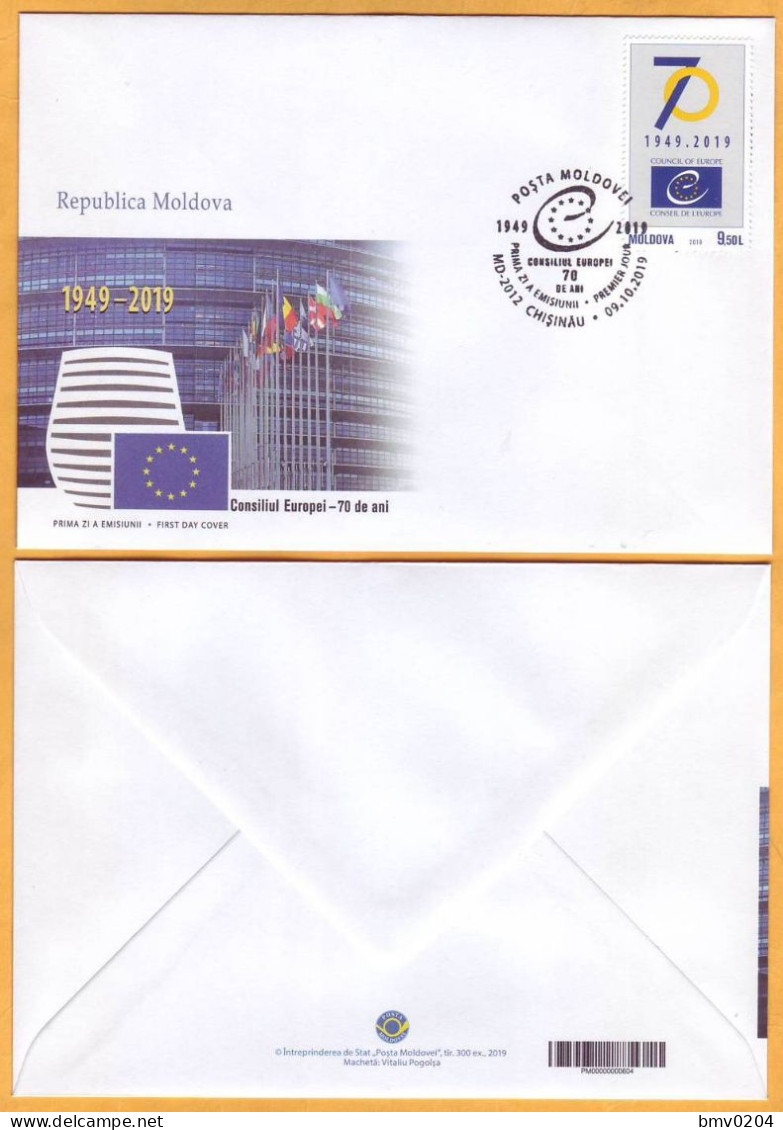 2019 Moldova Moldavie FDC 70 Consil Of Europe - Ideas Europeas