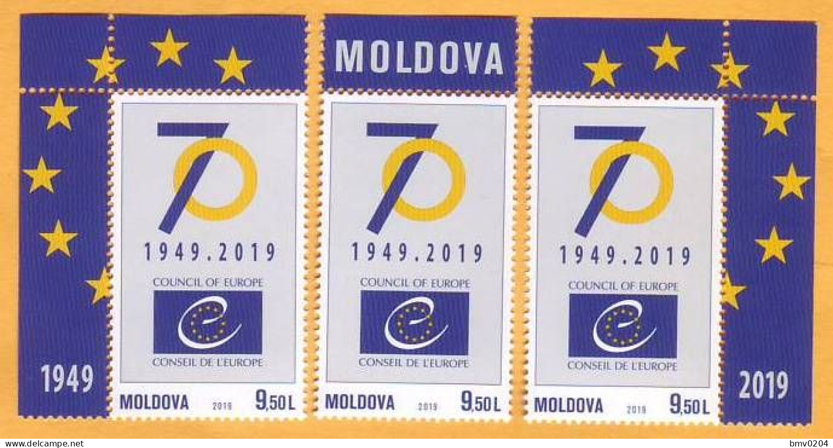 2019 Moldova Moldavie  70 Consil Of Europe 3v Mint - European Ideas