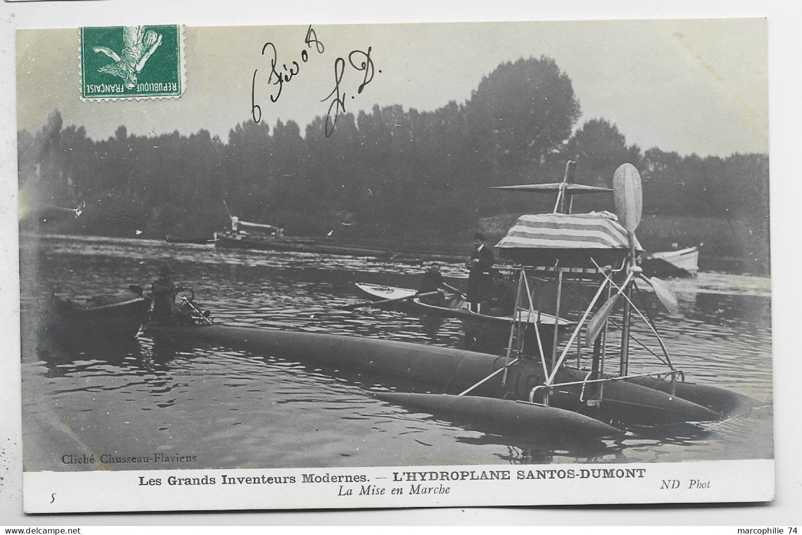 BRESIL BRASIL CARTE HYDROPLANE SANTOS DUMONT LA MISE EN MARCHE - Andere & Zonder Classificatie