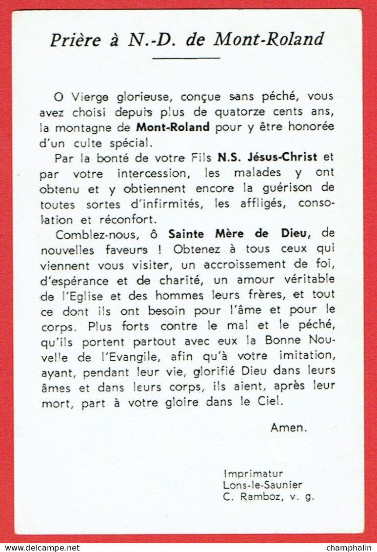 Image Pieuse - Prière à Notre-Dame De Mont-Roland - Vierge Marie - Jouhe (39) - Religion & Esotericism