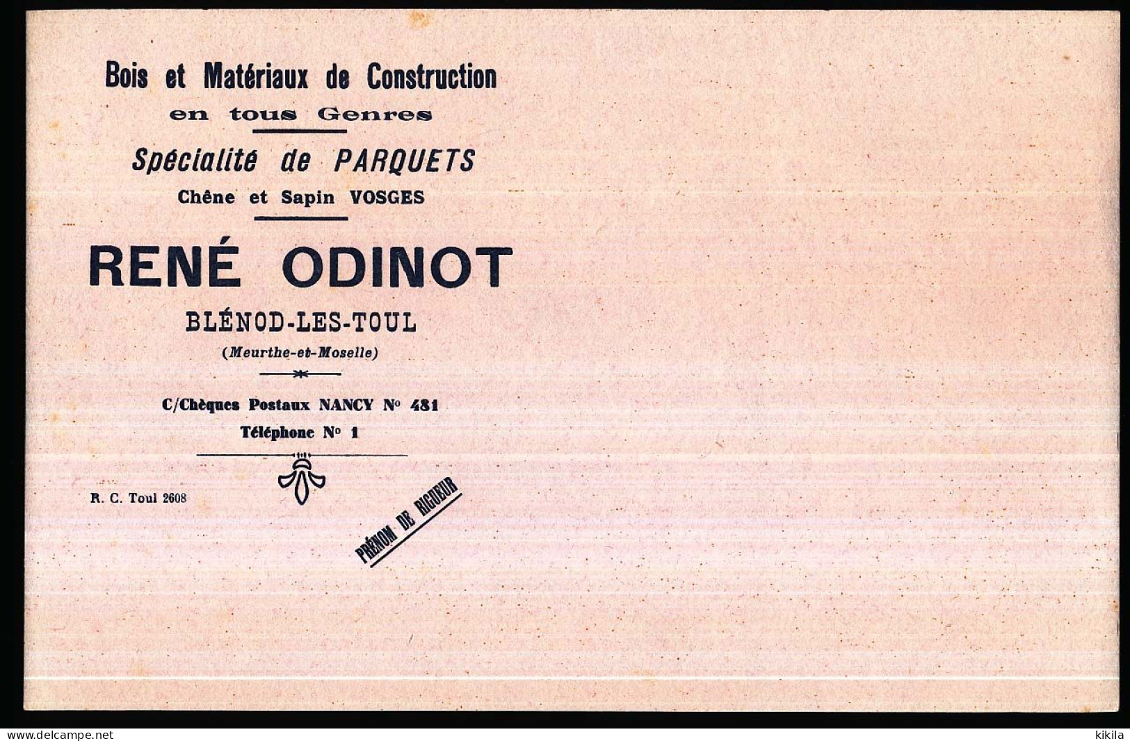 Buvard   21 X 13.4 René ODINOT Blénod-les-Toul Meurthe-et-Moselle  Bois Et Matériaux De Construction Parquets Vosges - Andere & Zonder Classificatie