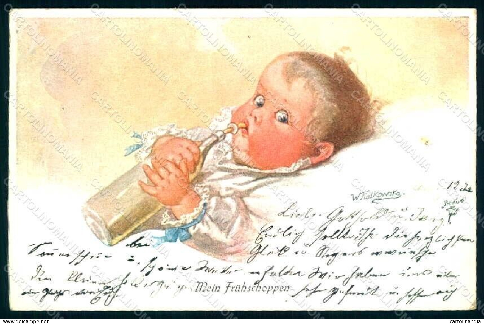 Artist Signed Fialkowska W. Children Baby Serie 1145a Postcard HR0933 - Autres & Non Classés