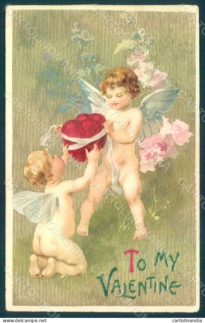 Greetings Valentine Fairy Cupid Relief WRINKLES Postcard HR0755 - Autres & Non Classés