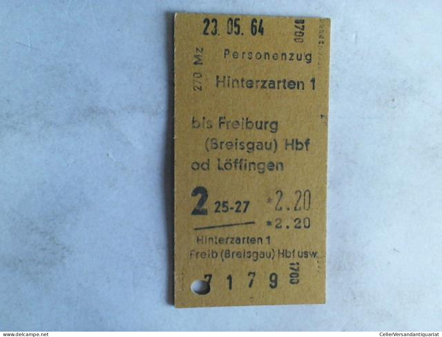 Fahrkarte Personenzug Hinterzarten 1 Bis Freiburg (Breisgau) Hbf Od Löffingen Von (Eisenbahn-Fahrkarte) - Unclassified